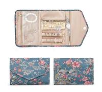FUZVOL Travel Jewellery Organiser Roll, Foldable Jewelry Storage Roll Bag case for Journey-Rings, Necklaces, Earrings, Bracelets, Large Capacity, Portable and Practical Floral