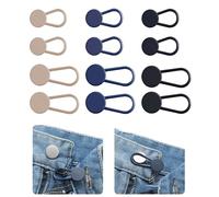 FUZVOL12 PCS Button Extender for Trousers,Elastic Adjustable Pants Waist Extender,3-5CM Waistband Extender for Men&Women,No Sewing Button Extender for Trousers Jeans Skirts Dress (Black,Khaki,Blue)