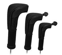 FUZVOLGolf Club Headcover Set- Premium Quality-3pcs Universal Fit Covers for wood Driver- Fairway- Hybrids -Black