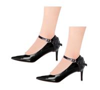FUZYXIH 2 Permanent Non-Slip Shoe Belts for Women, Highly Adjustable, Clear Hold, All-Day Comfort Ensembles, Elegant Non-Slip Shoe Belt, Glossy black, One Size