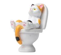 FUZYXIH Cat Figurine Sculpture Toilet Sitting Cats Statue Resin Sculptures For Lover Funny Figurines Garden Yard Shelf Desk Home Resin Cat Figurine