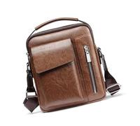 FUZYXIH Classic Small PU Leather Messenger Bag for Men with Adjustable Strap and Shoulder Bag with Multiple Compartments and Multiple Pockets, khaki
