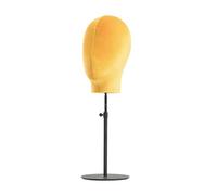 FUZYXIH Clip-on Stand with Extendable Metal Base, Velvet Mannequin Head Model, and Wigs Display Stand, Hairpiece Holder, Mannequin Head Stand, m, As described
