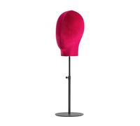 FUZYXIH Clip-on Stand with Extendable Metal Base, Velvet Mannequin Head Model, and Wigs Display Stand, Hairpiece Holder, Mannequin Head Stand, m, As described
