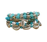 FUZYXIH Handmade Turquoise Beaded Bracelet Bohemian Style with Multilayer Design, Perfect Stacking and Handmade Jewelry at Fashion Events, one size, As described