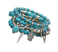 FUZYXIH Handmade Turquoise Beaded Bracelet Bohemian Style with Multilayer Design, Perfect Stacking and Handmade Jewelry at Fashion Events, one size, As described