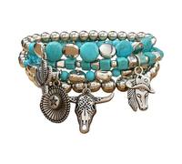 FUZYXIH Handmade Turquoise Beaded Bracelet Bohemian Style with Multilayer Design, Perfect Stacking and Handmade Jewelry at Fashion Events, one size, As described