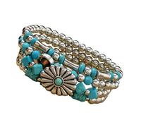 FUZYXIH Handmade Turquoise Beaded Bracelet Bohemian Style with Multilayer Design, Perfect Stacking and Handmade Jewelry at Fashion Events, one size, As described