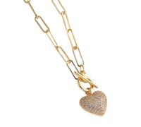 FUZYXIH Love Heart Pendant Necklace, Romantic Designs, Durable Brass with Stylish Cubic Zirconia, Special Gifts for Women, Casual Wear, Fashion Women's Necklace, Einheitsgröße, As described, As
