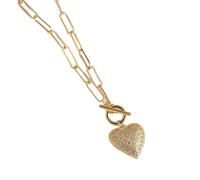 FUZYXIH Love Heart Pendant Necklace, Romantic Designs, Durable Brass with Stylish Cubic Zirconia, Special Gifts for Women, Casual Wear, Fashion Women's Necklace, Einheitsgröße, As described, As