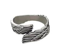 FUZYXIH Minimalist Rings with Feather Pattern, Silver, Adjustable Jewellery, Retro Style, Unisex Gifts for Special Moments, Wear Trendy Retro Rings, m, As described