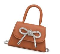 FUZYXIH Modern Small Handbag Bowknot Accent Solid Color PU Leather Shoulder Bag Crossbody Bag Fashion Women Casual Shopping Bag, brown, Medium