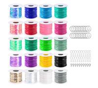 FUZYXIH Plastic Lace Cord Set, Plastic Lacing Cord Crafts with Hooks and Rings for Making Key Chains and Bracelets, Components for Jewellery Making