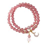 FUZYXIH Stackable three-layer handmade bracelet made of natural strawberries and white agate for everyday fashion accessory bracelets made of white agate bracelets vintage style