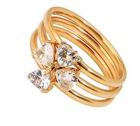 FUZYXIH Stainless Steel Heart and Four Leaf Stackable Rings, Delicate Charm, Finger Rings for Women with Zircon, Elegant Love Pin Jewellery, As described