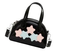 FUZYXIH Women's Five-Pointed Star Shoulder Bag PU Leather Handbag Bowling Exquisite Messengers Fashion Shoulder Women's Five-Pointed Star Shoulder Bag PU Leather Handbag, black
