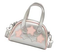 FUZYXIH Women's Five-Pointed Star Shoulder Bag PU Leather Handbag Bowling Exquisite Messengers Fashion Shoulder Women's Five-Pointed Star Shoulder Bag PU Leather Handbag, silver