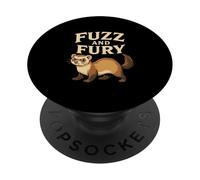 Fuzz And Fury Angry Ferret Funny Pet Lover Humor PopSockets Adhesive PopGrip