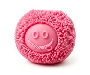 Fuzz Ball Squishy Smiley Face Pink, Pocket Size for Relaxation, Soft Ball for Adults at Work