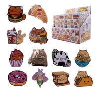 Fuzzballs Mystery Pin Badge CDU - x12 Cute Anime Style Badges in Blind Boxes of Collectible Enamel Pins & Includes Rare Gold “Will Work 4 Treats” Pin