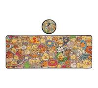 Fuzzballs XL Desk Pad & Coaster Set - Cute Gaming Mouse Mat with Non-Slip Rubber Base - Officially Licensed