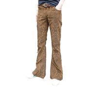Fuzzdandy Flares Bell Bottoms Paisley Trousers Corduroy Hippie Mod Indie Jeans Retro Vintage Pants Tan Brown (32" Waist x 34" Leg (32 / Long)
