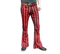 Fuzzdandy Mens Bell Bottoms Flares Red & Black Striped Pants Jeans (36" Waist x 32" Leg)