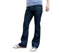 Fuzzdandy Mens Indigo Blue Bootcut Flares Denim Jeans Indie Retro (38 Waist x 30 Leg)