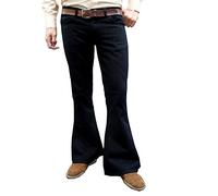 Fuzzdandy - Mens Retro Black Bell Bottoms Cotton Flares Vintage 60S 70S Style 30 32 34 36 (34W 30L)