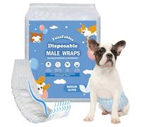 FuzzFables Dog Diapers Male, M, 20 Count, Wider Belly Bands | Disposable Wraps, Wetness Indicator, Absorbent and Leakproof, Excitable Urination Incontinence Protection