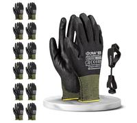 FUZZIO 12 pairs Jurav PU coated work gloves glove clip (L-9, black)