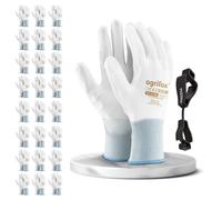 FUZZIO 24 Pairs Ogrifox PU Coated Work Gloves Glove Clips (S (Pack of 24), White)