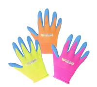 FUZZIO 6 pairs (3 colors) children's gloves work gloves latex protective gloves garden gloves size. 2 (2-3 yrs)