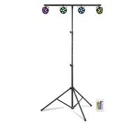 Fuzzix Comet M06 LED Par Bar Party Lighting System with BeamZ 2.6m T-Bar Stand, Disco DJ Wash Lights and Remote Control, Complete 4-Head RGB Jelly Ball Par Can Kit for Events and Bands
