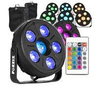 Fuzzix Comet M06 Party Par Can Light Jelly Ball Disco Lighting System - 8 LED Party Lights with Effect & Wash, 2 GearSak Bags for DJs Bands Events Home Parties, Remote Control, Complete Package