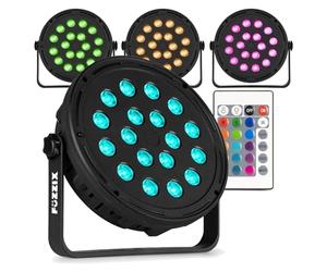 Fuzzix Comet M16 Party Par Can Light Effect Set of Four - High-Power RGB LED Wash Lights with Remote Control, Auto Programs, Strong ABS Housing - Great Value for Bands, DJs, Parties, Bars, Clubs