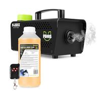 Fuzzix F500S Party Fog Machine 500W with Wireless Remote Control & 1L Orange Smoke Fluid - Compact Disco Fogger for Parties, Halloween, DJ Events, Small Venue FX Lighting Enhancement Kit