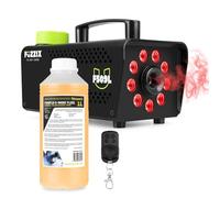 Fuzzix F509L Disco Fog Machine with Integrated RGB LED Lights, Wireless Remote & 1L Orange Fog Fluid - Party Smoke Machine Set for Halloween, Home Parties & Small Venues