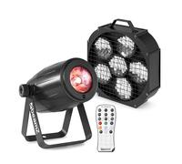 Fuzzix MBR60 LED Mirror Ball Panel Beam Reflector with BeamZ PS12W RGBW Pin Spot, Rotating DJ Disco Light Effect with DMX Control, Sound Activation for Stages, Parties & Events