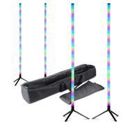 Fuzzix Starry Vertical RGB LED Tube Light Set, 4 DJ Party Light Bars with Tripod Stands and Soft Case, Portable, App & Remote Controlled, Sound-to-Light, USB-C Powered, Wash & Mood Lighting Effects
