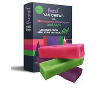 Fuzzl - Box of 3 Apple, Blueberry, Strawberry Yak Chews for Dogs | 225g | Natural Himalayan Cheese Dog Treats | Long-Lasting, Grain-Free, Vitamin & Antioxidant-Rich Dental Chews