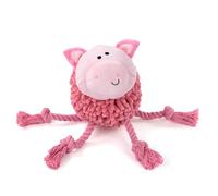Fuzzl Farmyard Friends Dog Toy - Large Pink Pig with Giggle Squeaker - Soft Noodle Fabric Plush with Durable Rope Legs - Interactive Tug, Chew & Comfort Toy for Dogs
