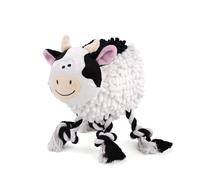 Fuzzl Farmyard Friends Dog Toy - Molly Moo Cow with Giggle Squeaker - Large Soft Noodle Fabric Plush with Durable Rope Legs - Interactive Tug Chew & Comfort Toy for Dogs