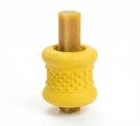 Fuzzl Grip n' Chew Yak Chew Holder Toy - Durable Natural Rubber Safety Holder for Long-Lasting Dog Treats - Fits Medium & Small Yak Milk Chews & Bully Sticks - Yellow - Easy to Clean