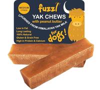 Fuzzl Peanut Butter Yak Chews for Dogs 2 Pack - Natural Dog Treats With Himalayan Milk - No Hide Food, Long Lasting Dental Sticks and Chews