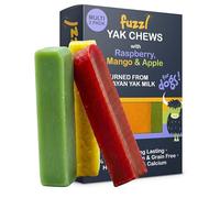 Fuzzl Raspberry, Mango, Apple Yak chews for Dogs Box 3 225g | Natural Himalayan Yak Cheese Treats | Long-Lasting, Grain-Free, Antioxidant & Vitamin-Rich Dental Chews