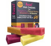 Fuzzl Raspberry, Peanut Butter, Strawberry & Banana Himalayan Yak Cheese for Dogs Box 4 Medium, Premium Natural Dog Treats | Yak Chews for Dogs Dental Chews