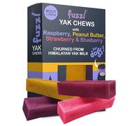 Fuzzl Raspberry, Peanut Butter, Strawberry & Blueberry Himalayan Yak Cheese for Dogs Box 4, 300g Premium Natural Dog Treats | Yak Chews for Dogs Dental Chews