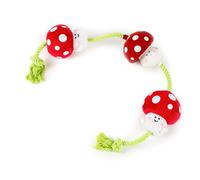 Fuzzl Tugga Magic Shrooms Dog Toy 75cm - Rope Latex and Plush Dog and Puppy Throw Fetch and Tug with Squeaker Mushrooms Enrichment