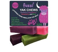 Fuzzl Yak Chews Blueberry, Blackberry, Strawberry, Mint 4 Pack Medium - Himalayan Yak Chews for Dogs - Natural Dog Chew